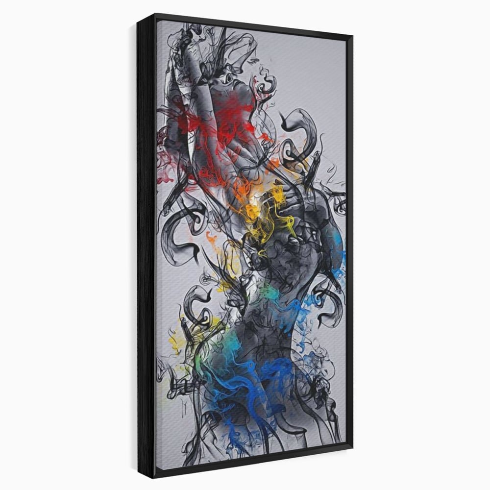 Tablou Canvas Premium LuxCanva® E1038, Femeie in Foc si Fum, Ardere, Foc, Fum, Femeie, Renastere, Living Room, Culori vibrante