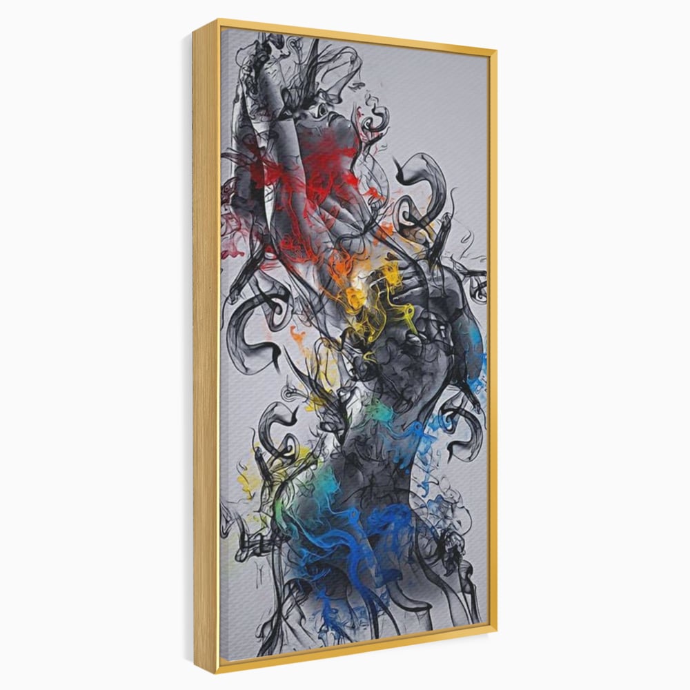 Tablou Canvas Premium LuxCanva® E1038, Femeie in Foc si Fum, Ardere, Foc, Fum, Femeie, Renastere, Living Room, Culori vibrante