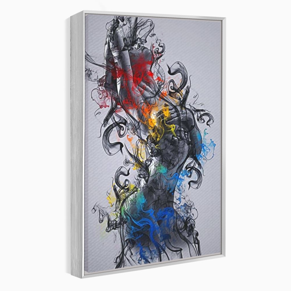 Tablou Canvas Premium LuxCanva® E1038, Femeie in Foc si Fum, Ardere, Foc, Fum, Femeie, Renastere, Living Room, Culori vibrante