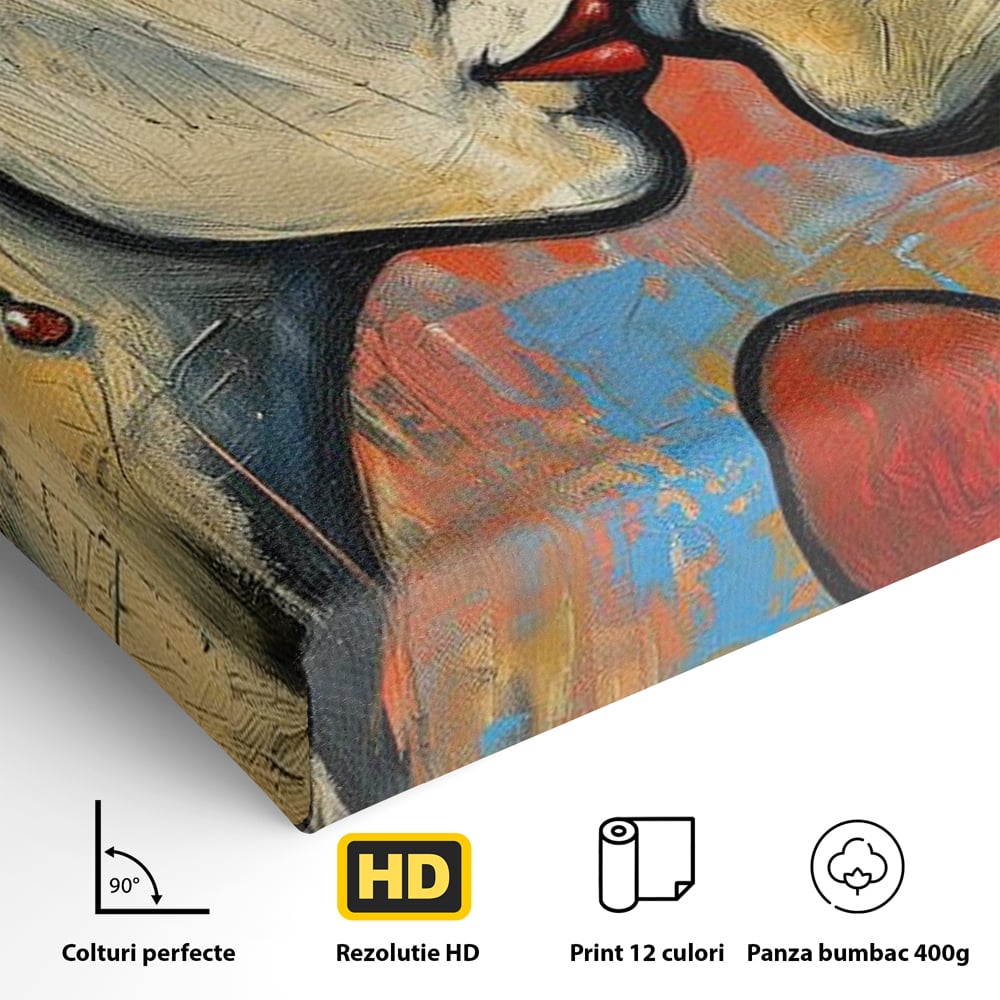 Tablou Canvas Premium LuxCanva® E1039, Iubire Nemuritoare, Romantism, Atractie, Apropiere, Iubire, Pasiune, Living Room, Culori vibrante