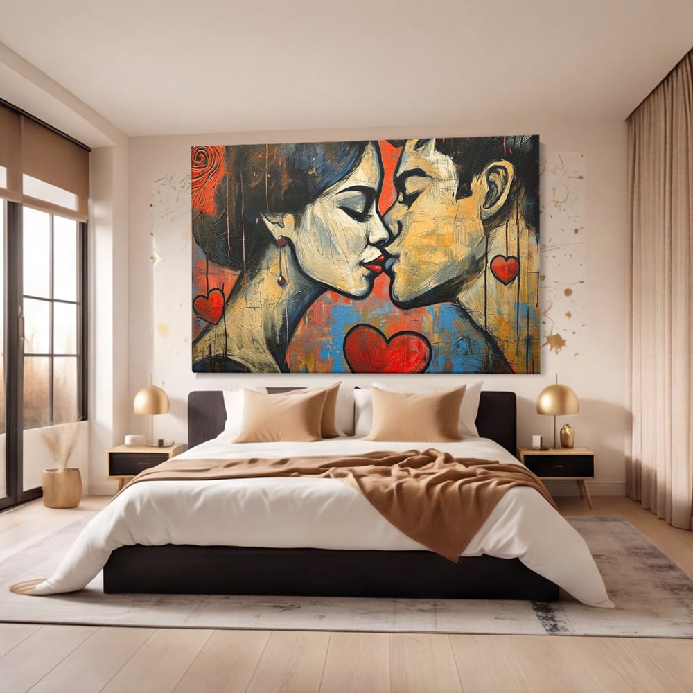 Tablou Canvas Premium LuxCanva® E1039, Iubire Nemuritoare, Romantism, Atractie, Apropiere, Iubire, Pasiune, Living Room, Culori vibrante
