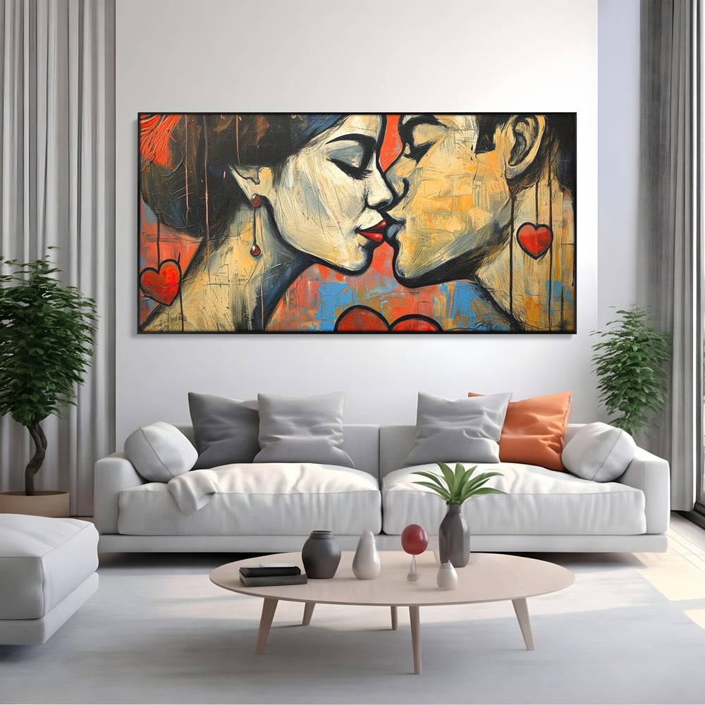 Tablou Canvas Premium LuxCanva® E1039, Iubire Nemuritoare, Romantism, Atractie, Apropiere, Iubire, Pasiune, Living Room, Culori vibrante