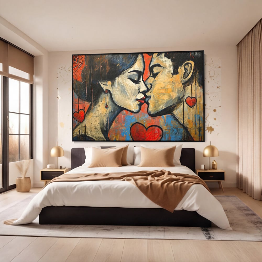 Tablou Canvas Premium LuxCanva® E1039, Iubire Nemuritoare, Romantism, Atractie, Apropiere, Iubire, Pasiune, Living Room, Culori vibrante