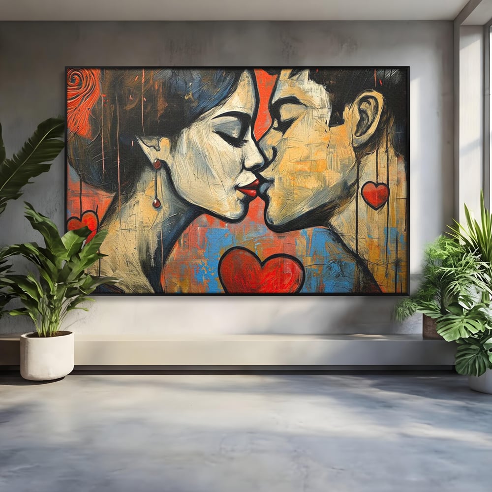 Tablou Canvas Premium LuxCanva® E1039, Iubire Nemuritoare, Romantism, Atractie, Apropiere, Iubire, Pasiune, Living Room, Culori vibrante