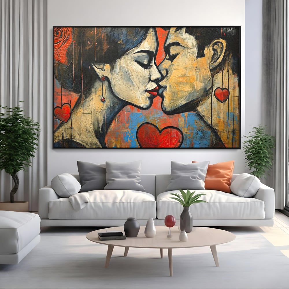 Tablou Canvas Premium LuxCanva® E1039, Iubire Nemuritoare, Romantism, Atractie, Apropiere, Iubire, Pasiune, Living Room, Culori vibrante