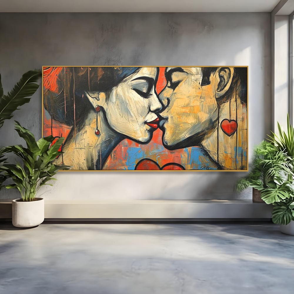 Tablou Canvas Premium LuxCanva® E1039, Iubire Nemuritoare, Romantism, Atractie, Apropiere, Iubire, Pasiune, Living Room, Culori vibrante