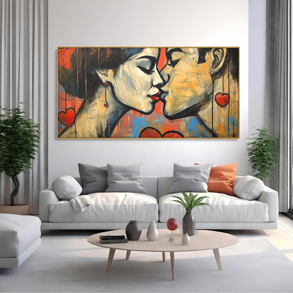 Tablou Canvas Premium LuxCanva® E1039, Iubire Nemuritoare, Romantism, Atractie, Apropiere, Iubire, Pasiune, Living Room, Culori vibrante