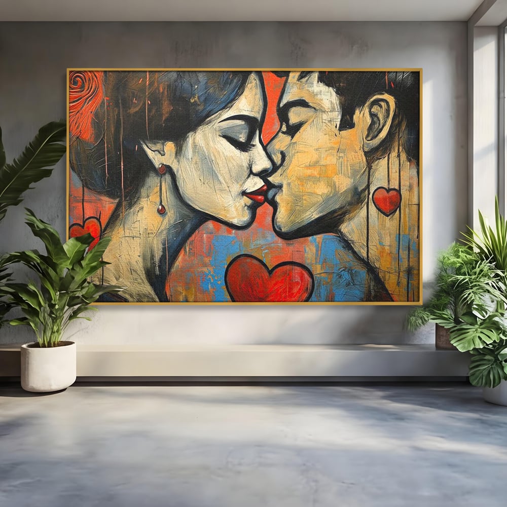 Tablou Canvas Premium LuxCanva® E1039, Iubire Nemuritoare, Romantism, Atractie, Apropiere, Iubire, Pasiune, Living Room, Culori vibrante