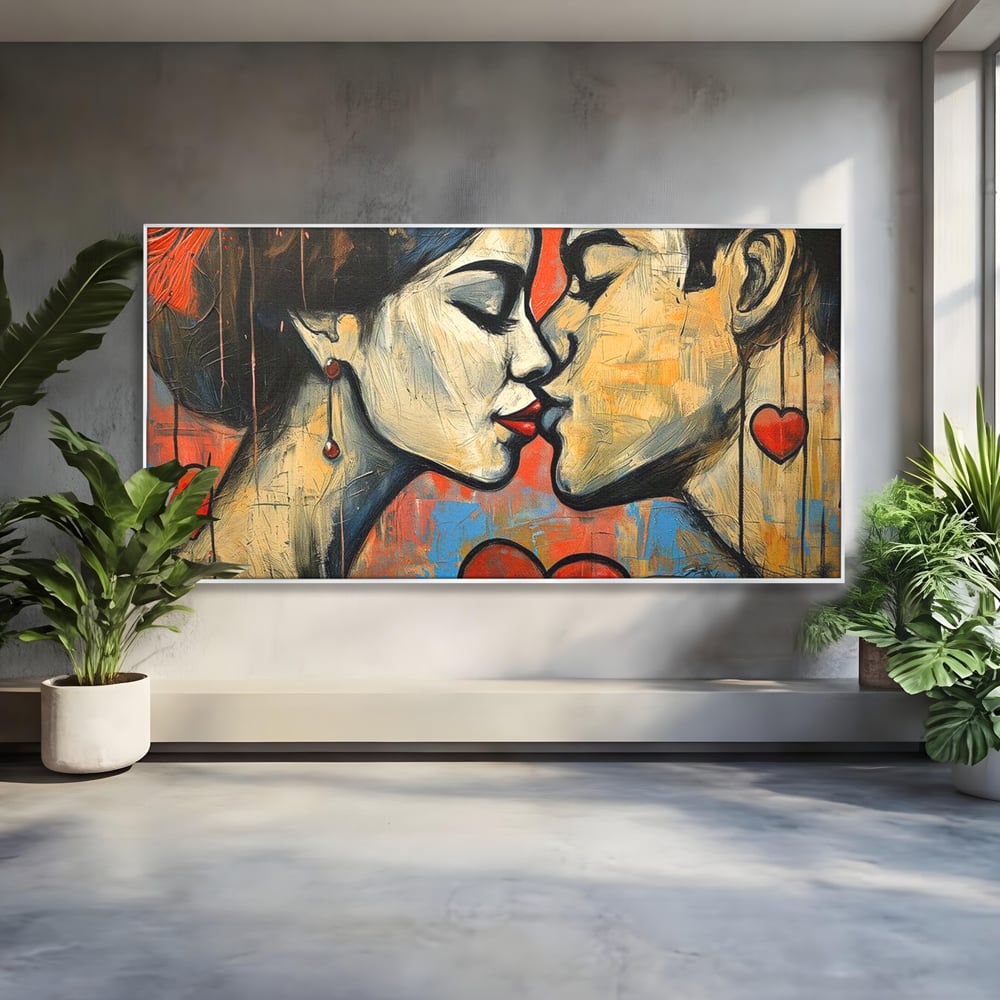 Tablou Canvas Premium LuxCanva® E1039, Iubire Nemuritoare, Romantism, Atractie, Apropiere, Iubire, Pasiune, Living Room, Culori vibrante