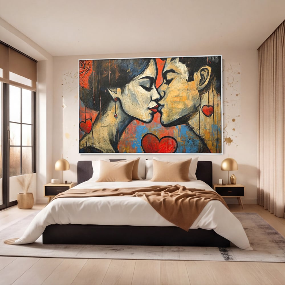 Tablou Canvas Premium LuxCanva® E1039, Iubire Nemuritoare, Romantism, Atractie, Apropiere, Iubire, Pasiune, Living Room, Culori vibrante