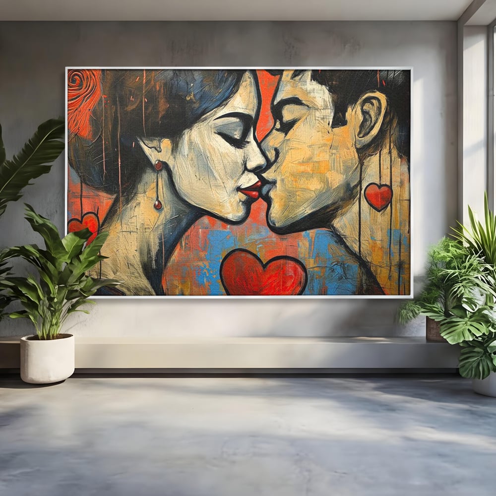 Tablou Canvas Premium LuxCanva® E1039, Iubire Nemuritoare, Romantism, Atractie, Apropiere, Iubire, Pasiune, Living Room, Culori vibrante