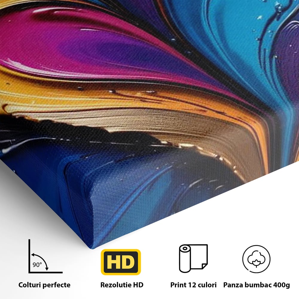 Tablou Canvas Premium LuxCanva® E1040, Aripile Vietii, Abstract, Fluid, Texturat, Aripi, Calm, Living Room, Culori vibrante