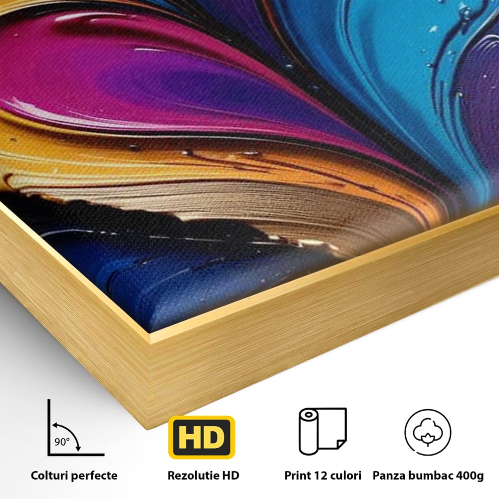 Tablou Canvas Premium LuxCanva® E1040, Aripile Vietii, Abstract, Fluid, Texturat, Aripi, Calm, Living Room, Culori vibrante
