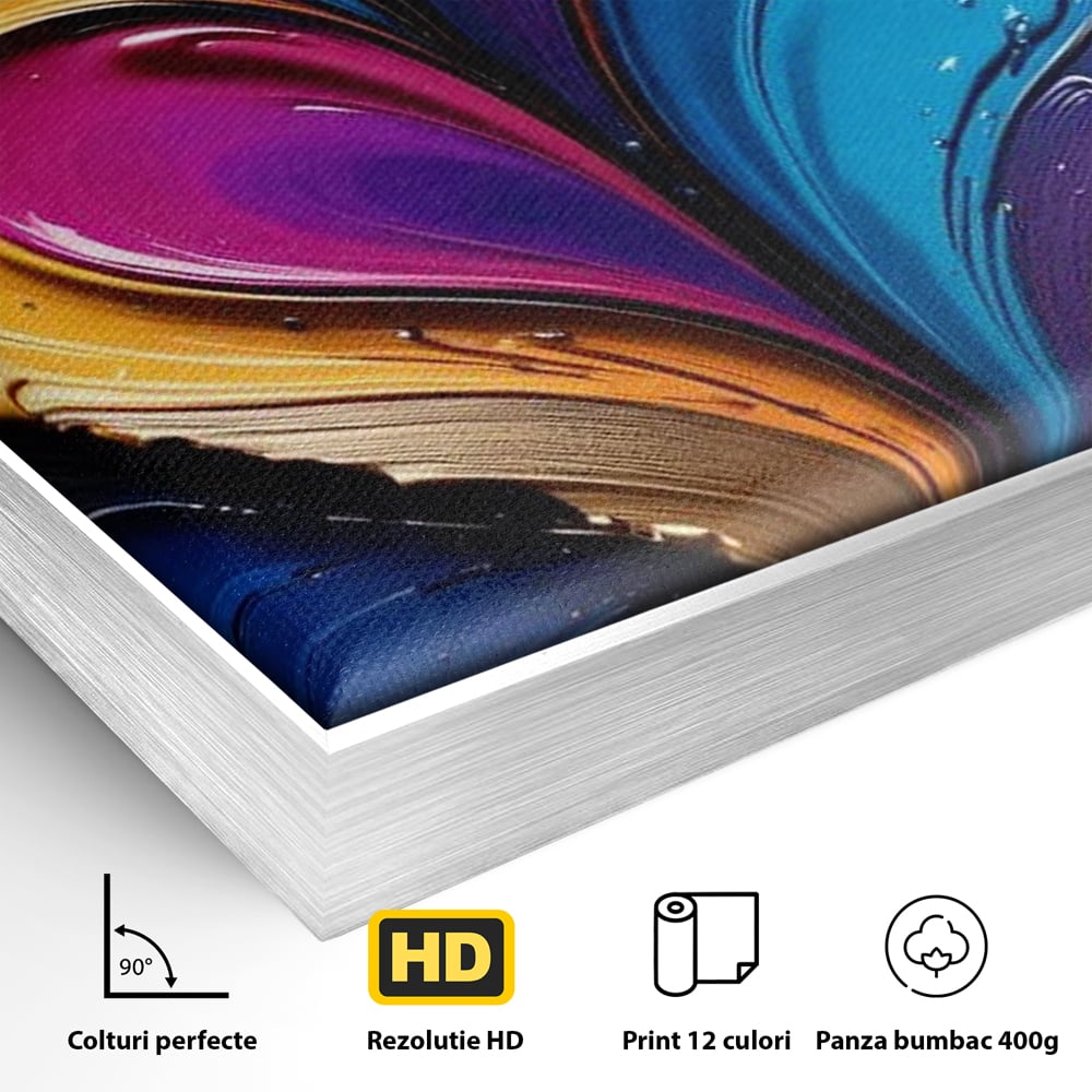 Tablou Canvas Premium LuxCanva® E1040, Aripile Vietii, Abstract, Fluid, Texturat, Aripi, Calm, Living Room, Culori vibrante