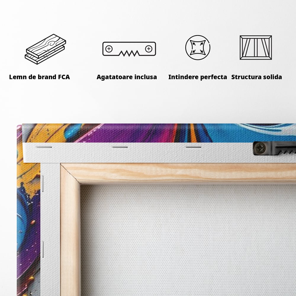 Tablou Canvas Premium LuxCanva® E1040, Aripile Vietii, Abstract, Fluid, Texturat, Aripi, Calm, Living Room, Culori vibrante