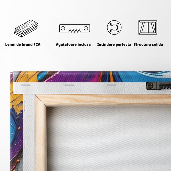 Tablou Canvas Premium LuxCanva® E1040, Aripile Vietii, Abstract, Fluid, Texturat, Aripi, Calm, Living Room, Culori vibrante