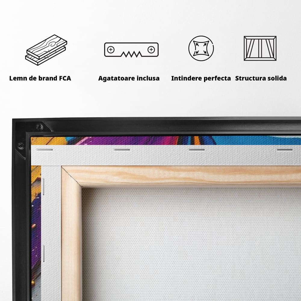 Tablou Canvas Premium LuxCanva® E1040, Aripile Vietii, Abstract, Fluid, Texturat, Aripi, Calm, Living Room, Culori vibrante