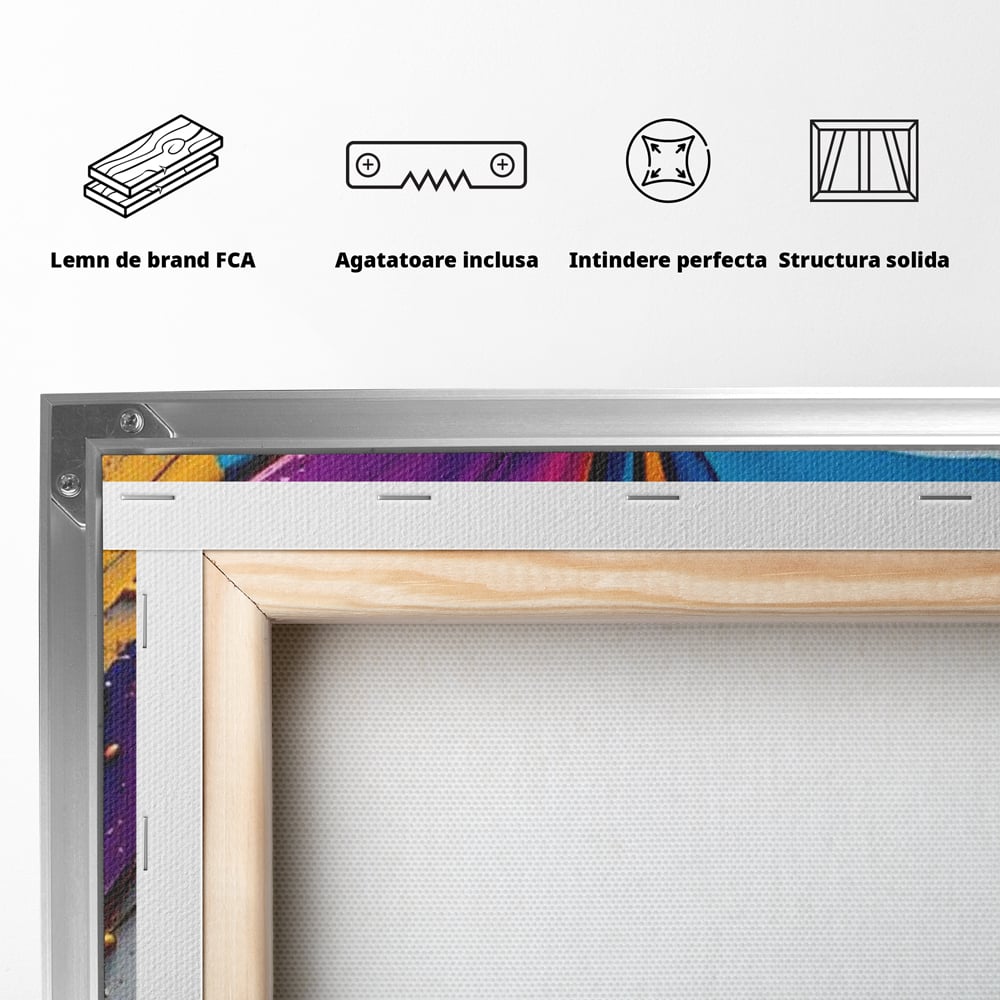 Tablou Canvas Premium LuxCanva® E1040, Aripile Vietii, Abstract, Fluid, Texturat, Aripi, Calm, Living Room, Culori vibrante