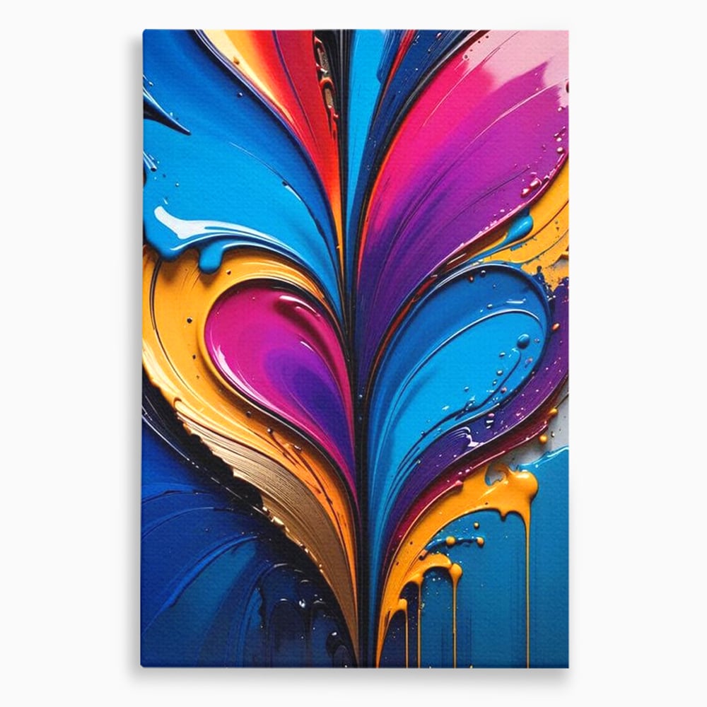 Tablou Canvas Premium LuxCanva® E1040, Aripile Vietii, Abstract, Fluid, Texturat, Aripi, Calm, Living Room, Culori vibrante