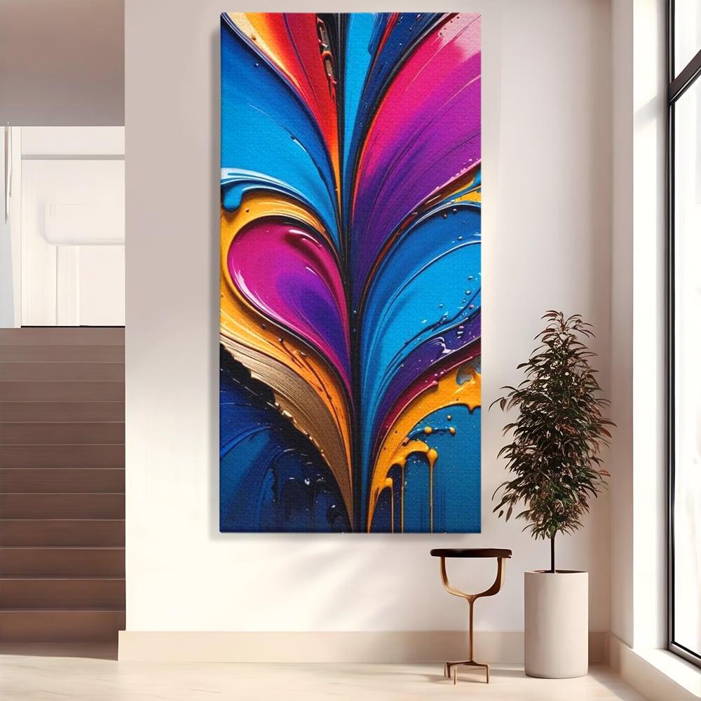 Tablou Canvas Premium LuxCanva® E1040, Aripile Vietii, Abstract, Fluid, Texturat, Aripi, Calm, Living Room, Culori vibrante