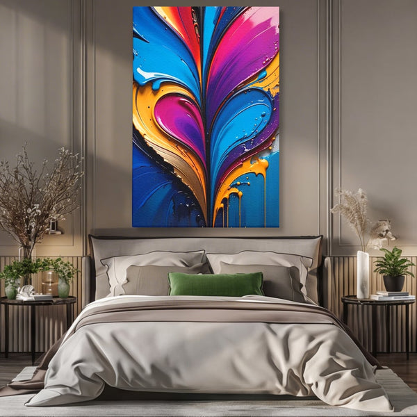Tablou Canvas Premium LuxCanva® E1040, Aripile Vietii, Abstract, Fluid, Texturat, Aripi, Calm, Living Room, Culori vibrante