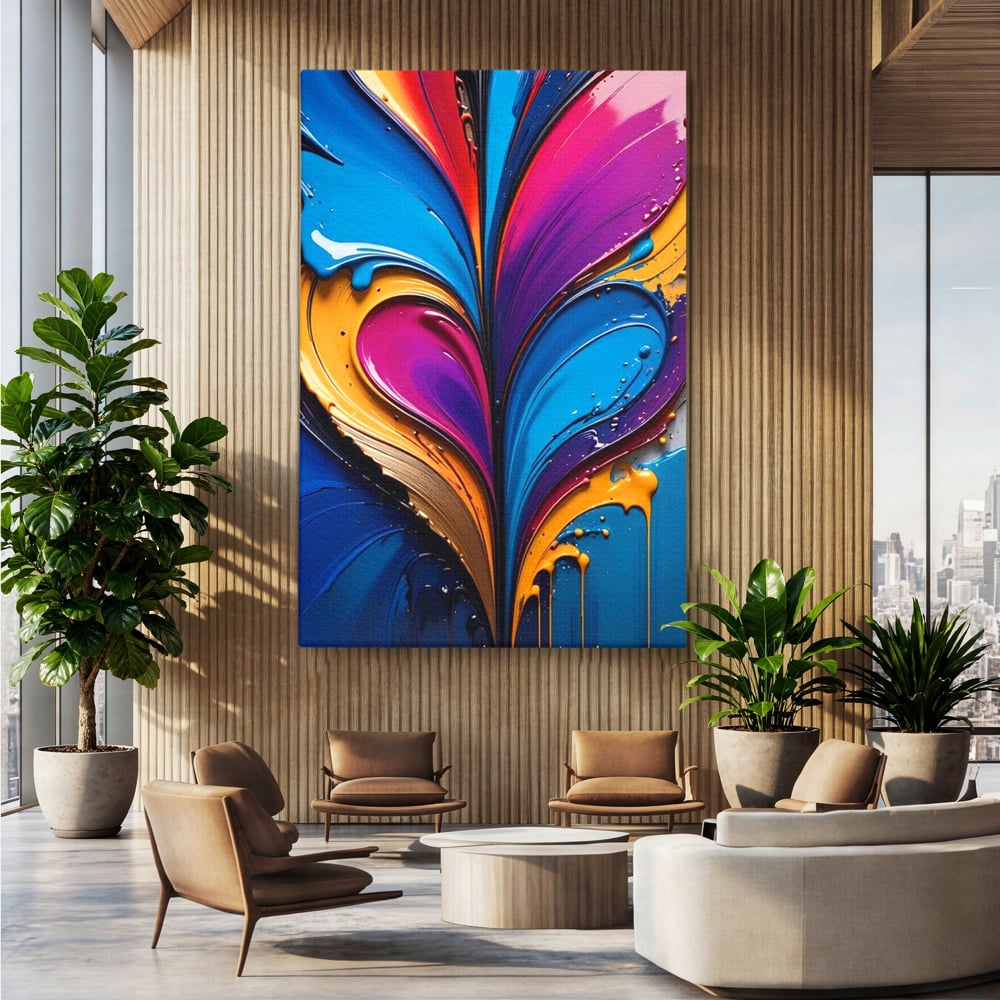 Tablou Canvas Premium LuxCanva® E1040, Aripile Vietii, Abstract, Fluid, Texturat, Aripi, Calm, Living Room, Culori vibrante