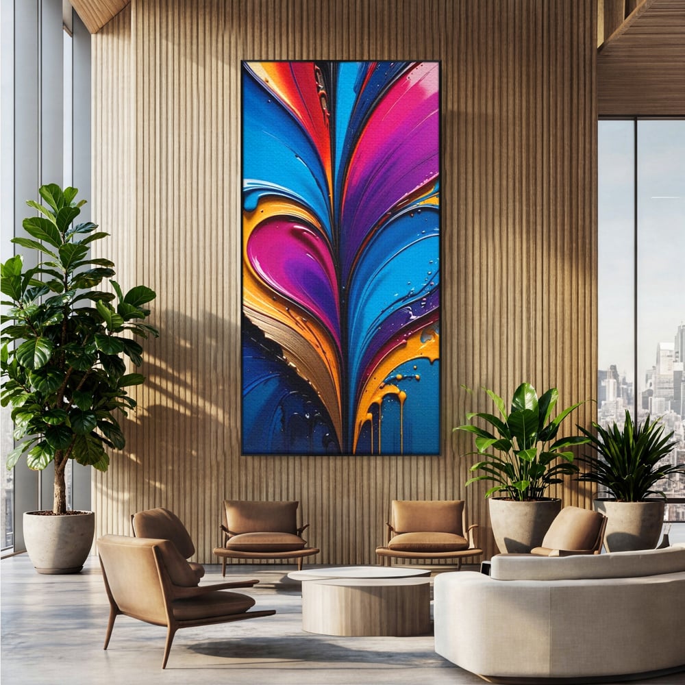 Tablou Canvas Premium LuxCanva® E1040, Aripile Vietii, Abstract, Fluid, Texturat, Aripi, Calm, Living Room, Culori vibrante