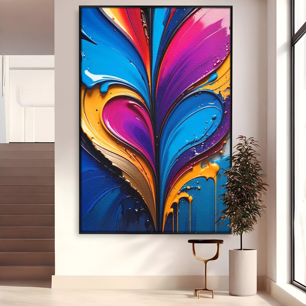 Tablou Canvas Premium LuxCanva® E1040, Aripile Vietii, Abstract, Fluid, Texturat, Aripi, Calm, Living Room, Culori vibrante