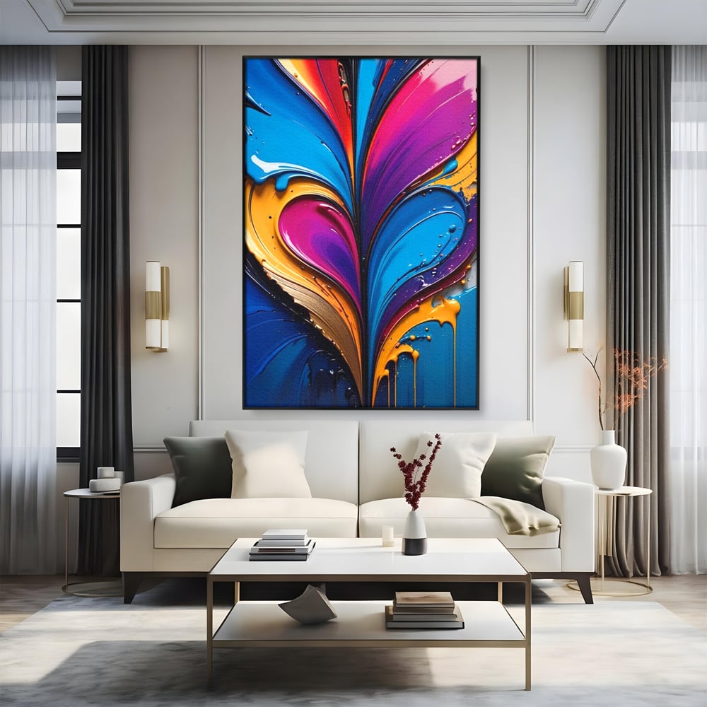 Tablou Canvas Premium LuxCanva® E1040, Aripile Vietii, Abstract, Fluid, Texturat, Aripi, Calm, Living Room, Culori vibrante
