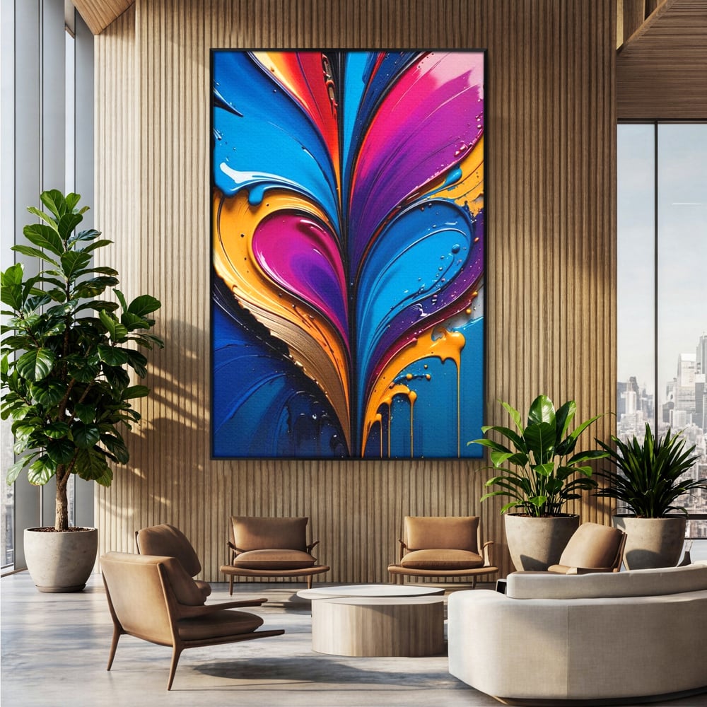 Tablou Canvas Premium LuxCanva® E1040, Aripile Vietii, Abstract, Fluid, Texturat, Aripi, Calm, Living Room, Culori vibrante