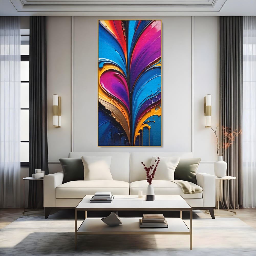 Tablou Canvas Premium LuxCanva® E1040, Aripile Vietii, Abstract, Fluid, Texturat, Aripi, Calm, Living Room, Culori vibrante