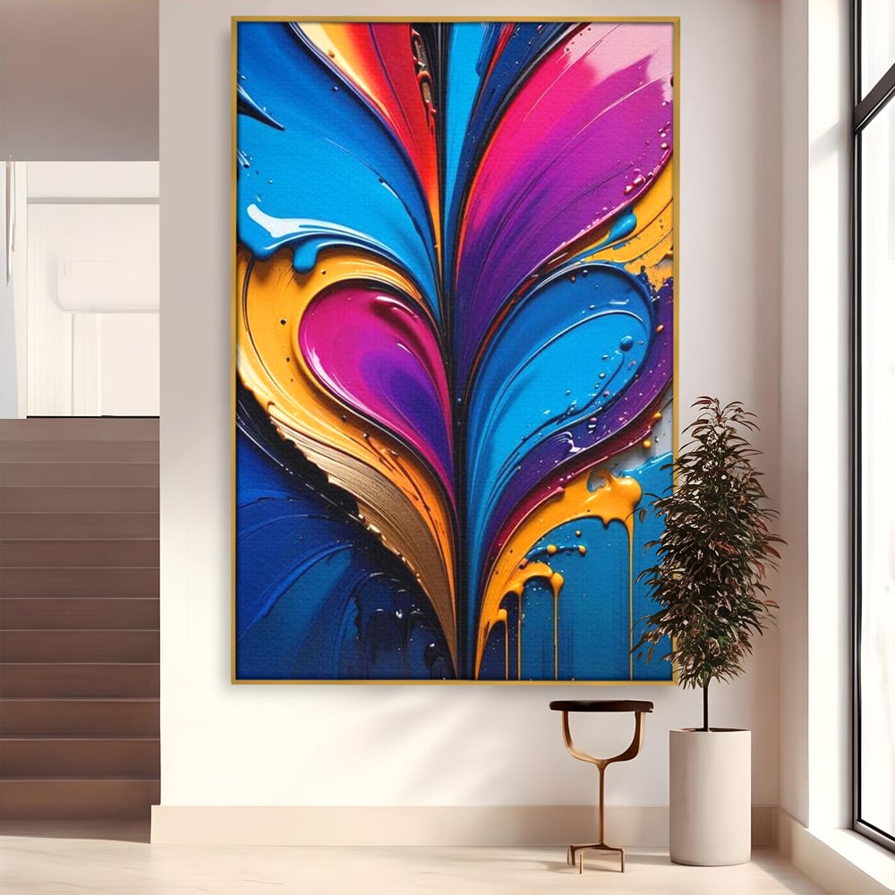 Tablou Canvas Premium LuxCanva® E1040, Aripile Vietii, Abstract, Fluid, Texturat, Aripi, Calm, Living Room, Culori vibrante