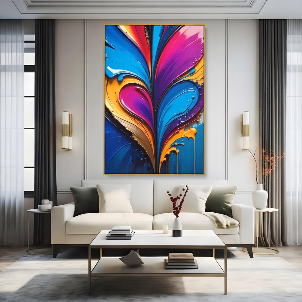 Tablou Canvas Premium LuxCanva® E1040, Aripile Vietii, Abstract, Fluid, Texturat, Aripi, Calm, Living Room, Culori vibrante