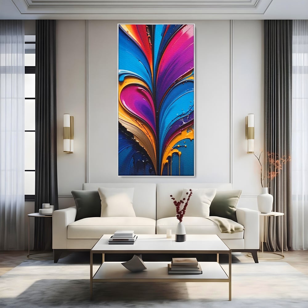 Tablou Canvas Premium LuxCanva® E1040, Aripile Vietii, Abstract, Fluid, Texturat, Aripi, Calm, Living Room, Culori vibrante