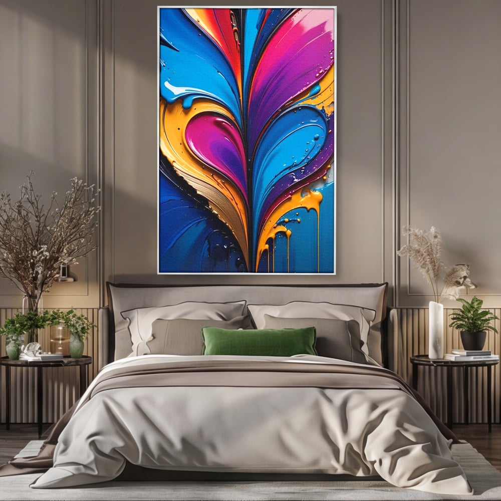 Tablou Canvas Premium LuxCanva® E1040, Aripile Vietii, Abstract, Fluid, Texturat, Aripi, Calm, Living Room, Culori vibrante