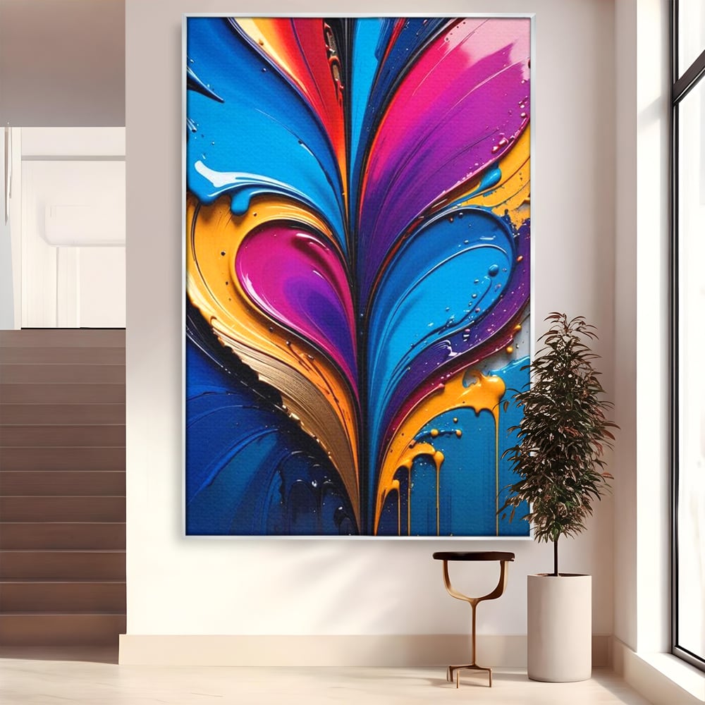 Tablou Canvas Premium LuxCanva® E1040, Aripile Vietii, Abstract, Fluid, Texturat, Aripi, Calm, Living Room, Culori vibrante