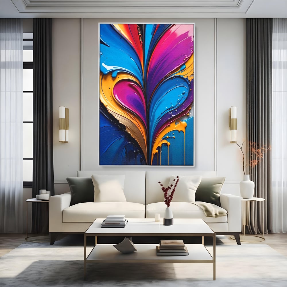 Tablou Canvas Premium LuxCanva® E1040, Aripile Vietii, Abstract, Fluid, Texturat, Aripi, Calm, Living Room, Culori vibrante
