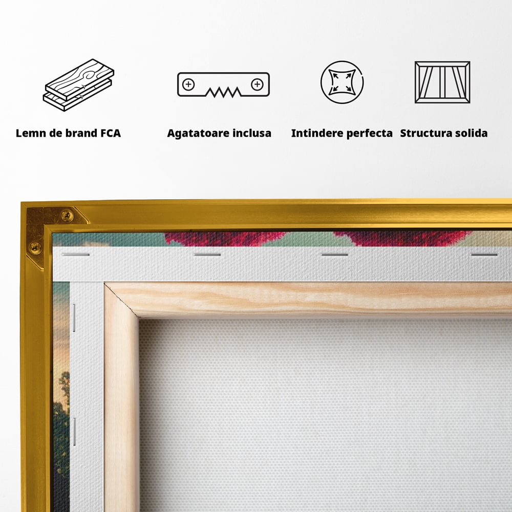 Leinwandbilder Leinwand Premium LuxCanva® E1041, Himmelsfang, Garten, Zuflucht, Paradies, Paradies, Himmel, Blumen, Wohnzimmer, Lebendige Farben