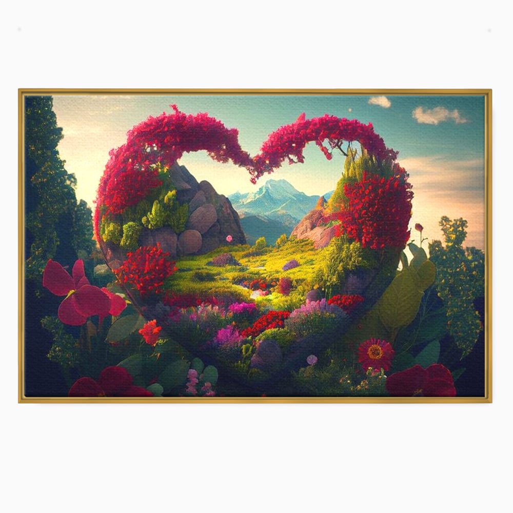 Leinwandbilder Leinwand Premium LuxCanva® E1041, Himmelsfang, Garten, Zuflucht, Paradies, Paradies, Himmel, Blumen, Wohnzimmer, Lebendige Farben