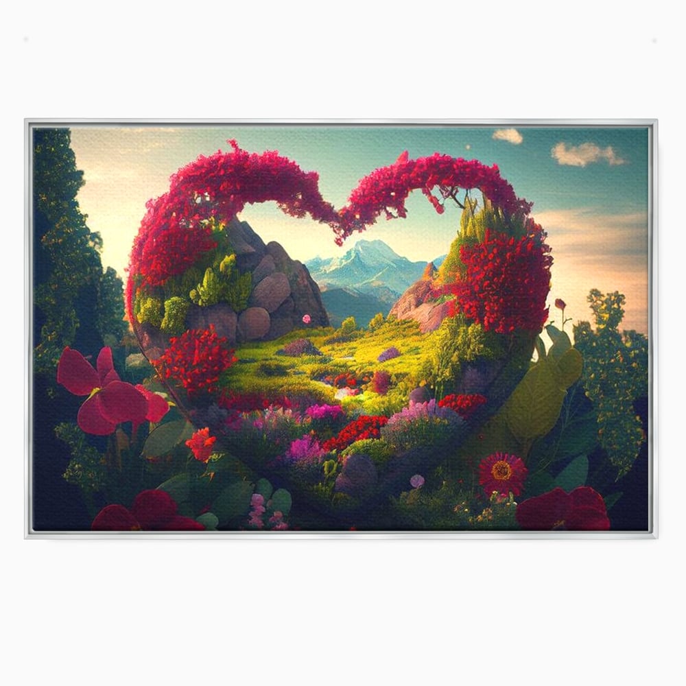 Leinwandbilder Leinwand Premium LuxCanva® E1041, Himmelsfang, Garten, Zuflucht, Paradies, Paradies, Himmel, Blumen, Wohnzimmer, Lebendige Farben