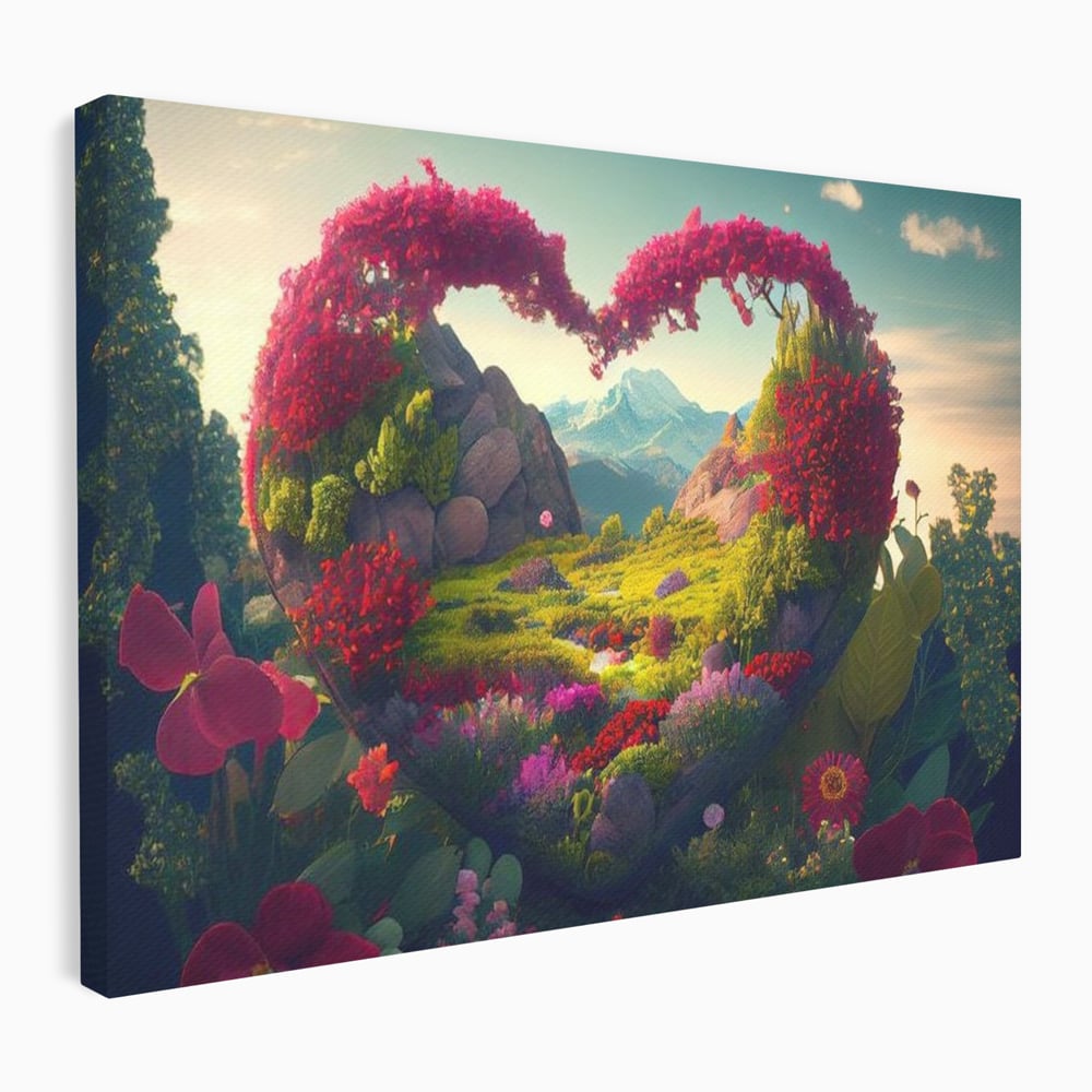 Leinwandbilder Leinwand Premium LuxCanva® E1041, Himmelsfang, Garten, Zuflucht, Paradies, Paradies, Himmel, Blumen, Wohnzimmer, Lebendige Farben