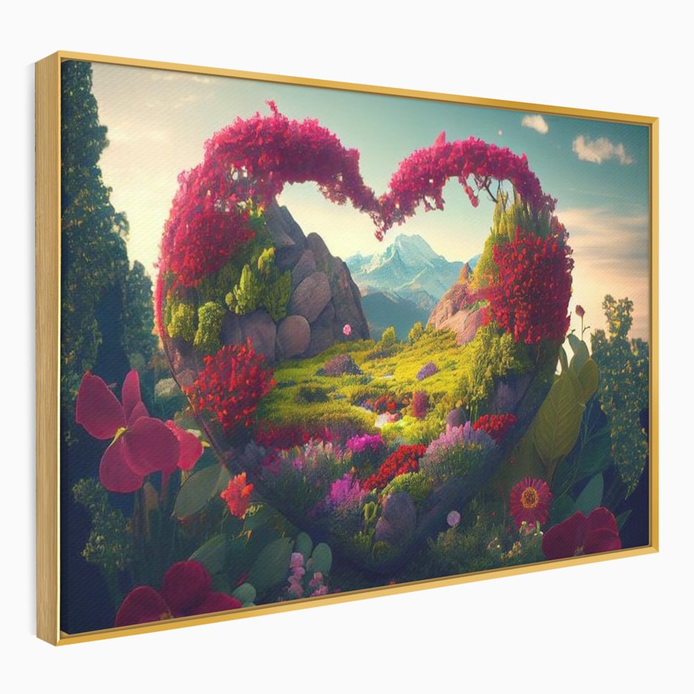 Leinwandbilder Leinwand Premium LuxCanva® E1041, Himmelsfang, Garten, Zuflucht, Paradies, Paradies, Himmel, Blumen, Wohnzimmer, Lebendige Farben