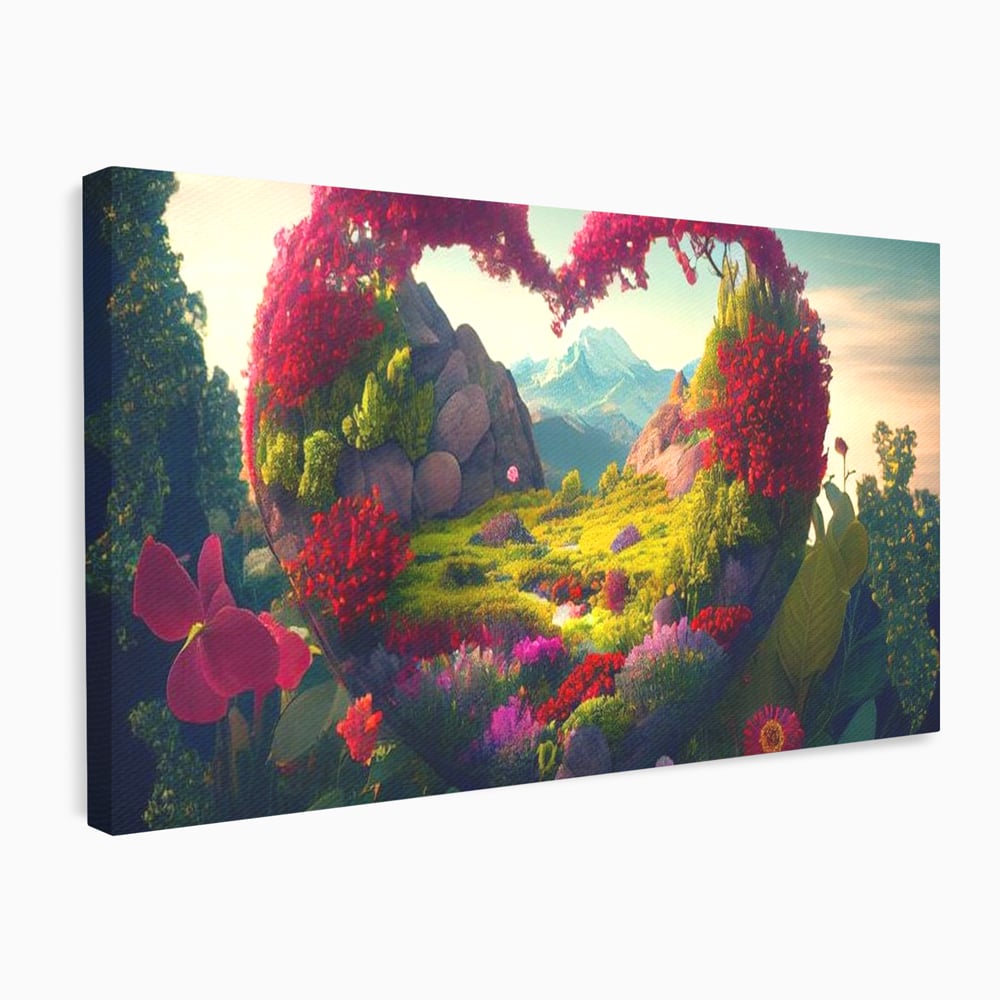 Leinwandbilder Leinwand Premium LuxCanva® E1041, Himmelsfang, Garten, Zuflucht, Paradies, Paradies, Himmel, Blumen, Wohnzimmer, Lebendige Farben