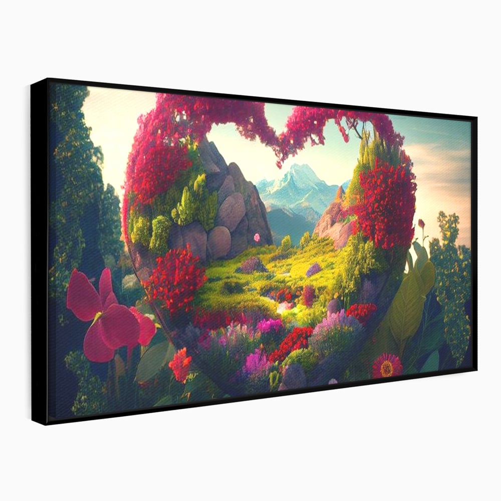 Leinwandbilder Leinwand Premium LuxCanva® E1041, Himmelsfang, Garten, Zuflucht, Paradies, Paradies, Himmel, Blumen, Wohnzimmer, Lebendige Farben