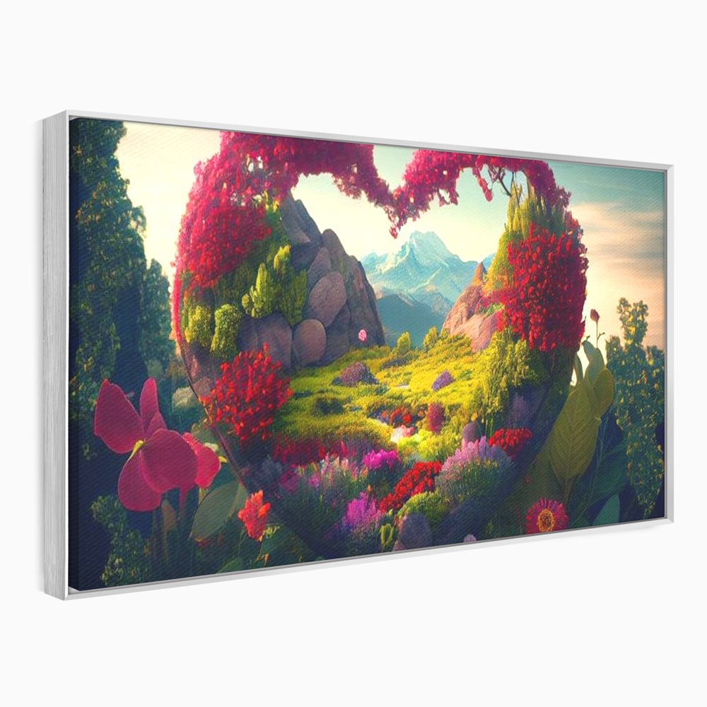 Leinwandbilder Leinwand Premium LuxCanva® E1041, Himmelsfang, Garten, Zuflucht, Paradies, Paradies, Himmel, Blumen, Wohnzimmer, Lebendige Farben