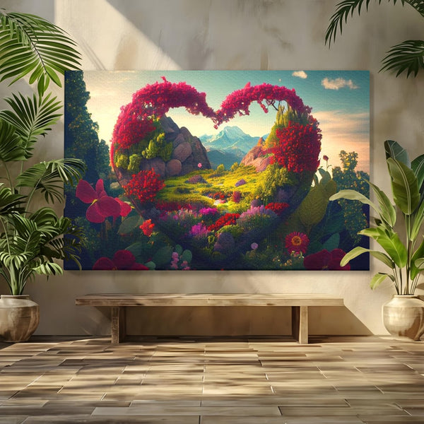 Leinwandbilder Leinwand Premium LuxCanva® E1041, Himmelsfang, Garten, Zuflucht, Paradies, Paradies, Himmel, Blumen, Wohnzimmer, Lebendige Farben