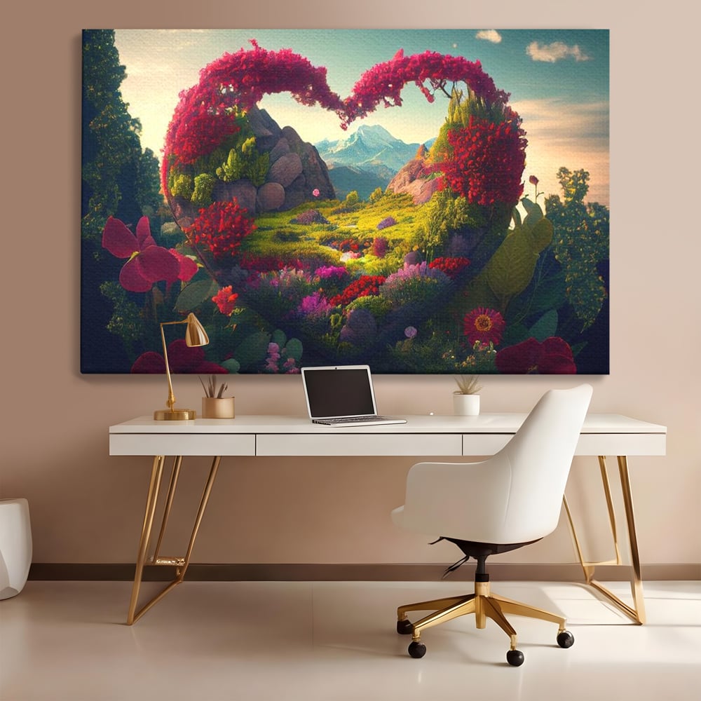 Leinwandbilder Leinwand Premium LuxCanva® E1041, Himmelsfang, Garten, Zuflucht, Paradies, Paradies, Himmel, Blumen, Wohnzimmer, Lebendige Farben