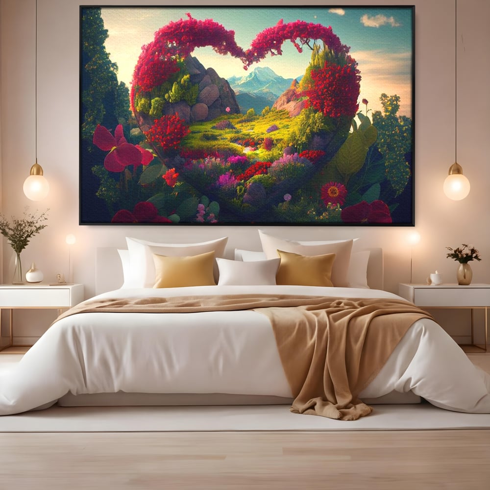 Leinwandbilder Leinwand Premium LuxCanva® E1041, Himmelsfang, Garten, Zuflucht, Paradies, Paradies, Himmel, Blumen, Wohnzimmer, Lebendige Farben