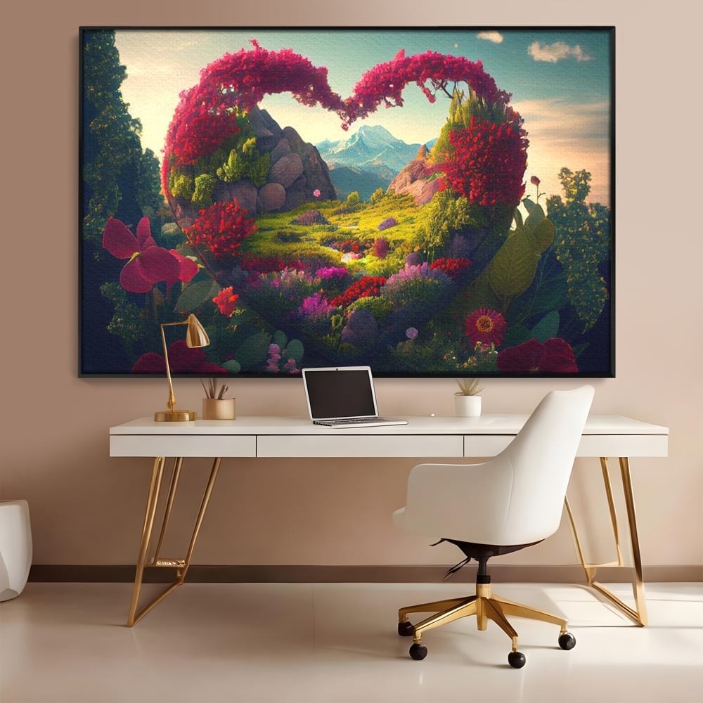 Leinwandbilder Leinwand Premium LuxCanva® E1041, Himmelsfang, Garten, Zuflucht, Paradies, Paradies, Himmel, Blumen, Wohnzimmer, Lebendige Farben