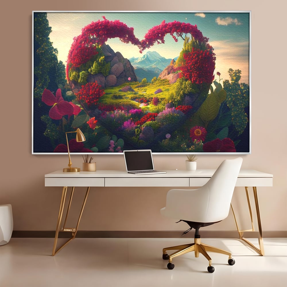 Leinwandbilder Leinwand Premium LuxCanva® E1041, Himmelsfang, Garten, Zuflucht, Paradies, Paradies, Himmel, Blumen, Wohnzimmer, Lebendige Farben
